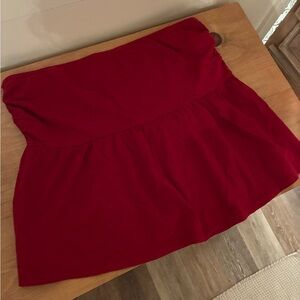 American Eagle Red Strapless Babydoll Top